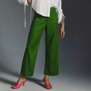The Colette Linen Blend Crop Wide-Leg Pants by Maeve size 24